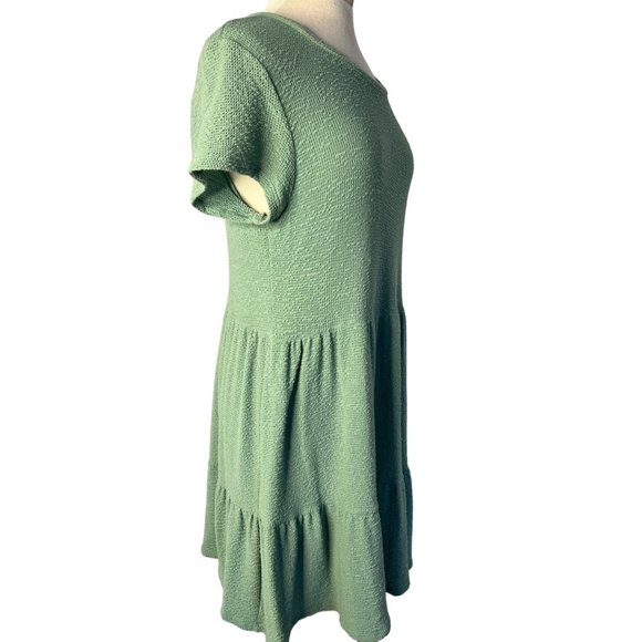 Rolla Coaster Baby Doll Dress Large Green Short Sleeve Round Neck Stretchy Layer - Picture 6 of 14